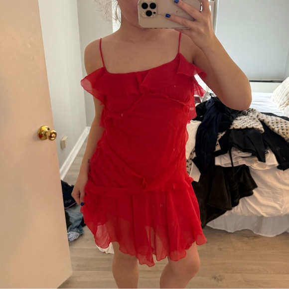 Princess Polly Red Ruffle Mini Dress - Picture 2 of 3